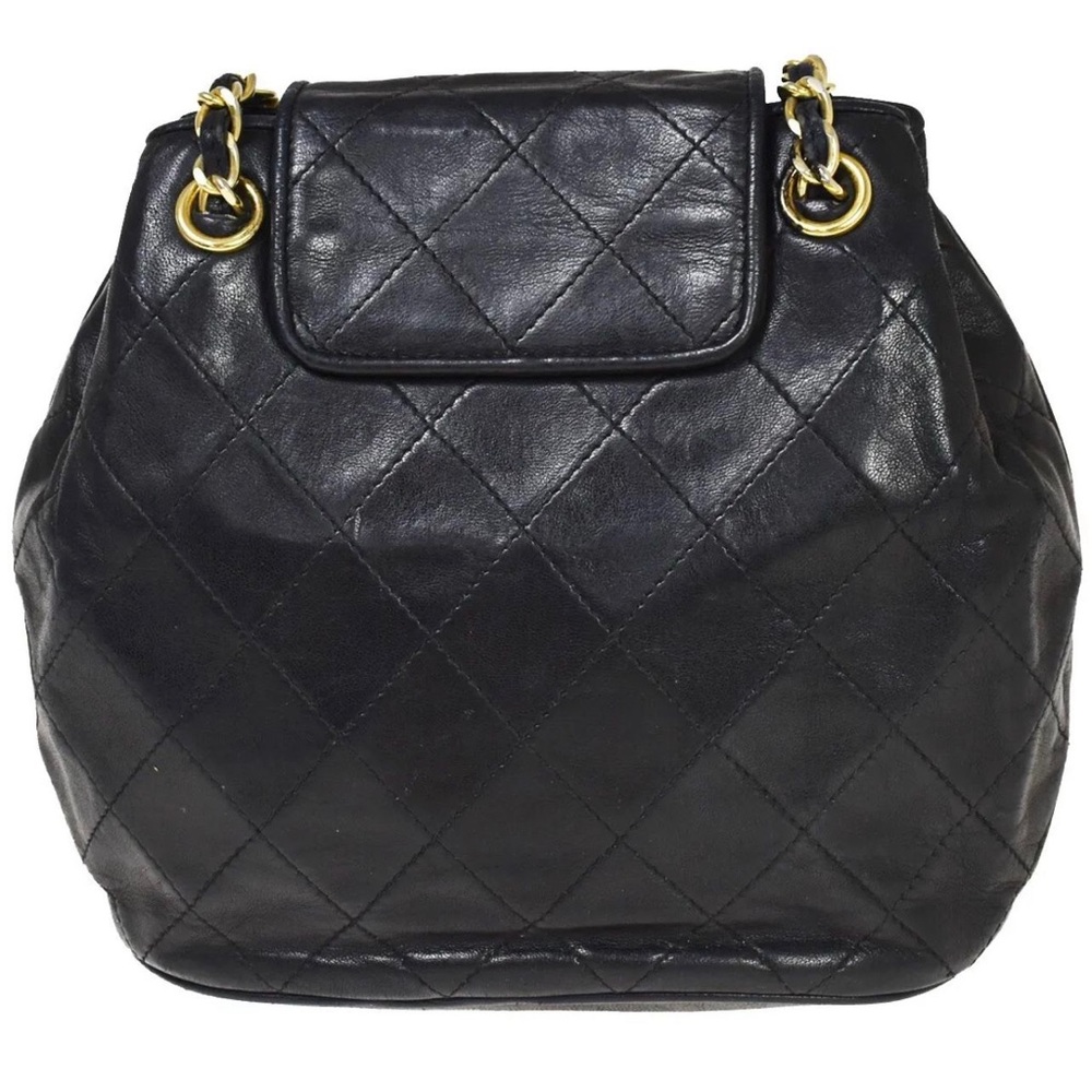 CHANEL CC MATELASSE Fringe Chain Shoulder Bag Leather Black Vintage - Picture 3 of 12